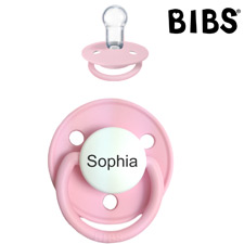 Bibs de Lux sutter med navn (Baby Pink -HK) Runde Silikone One Size